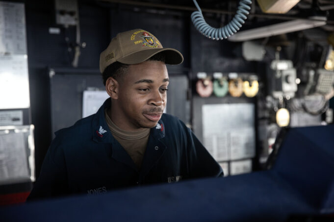 San Bernardino native mans the helm aboard USS Wayne E. Meyer