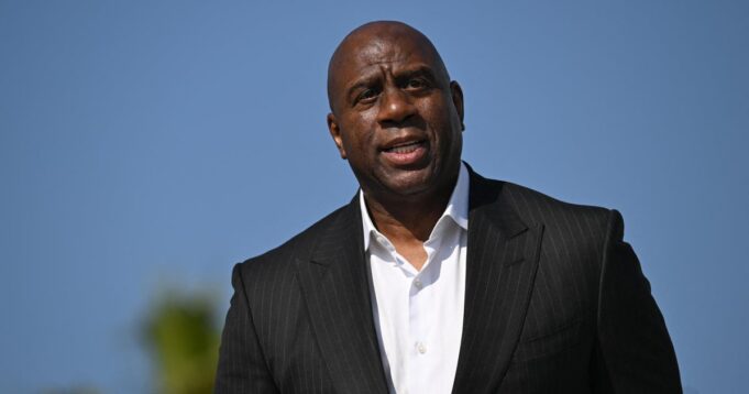 Lakers legend Magic Johnson makes surprise visit to Eaton Fire victims at Pasadena Boys & Girls Club