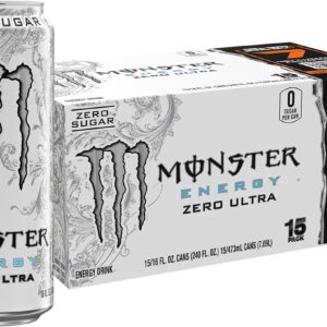 Monster Energy Zero Ultra, Sugar Free Energy Drink, 16 Ounce (Pack of 15)