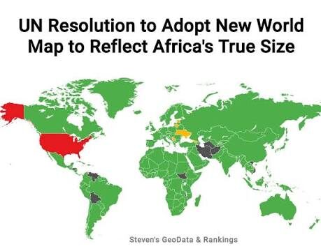 UN Votes to Adopt New World Map That Shows Africa’s True Size