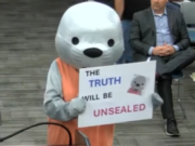 Anonymous Costumed Seal Delivers Serious Message at San Bernardino County Board of Education Meeting